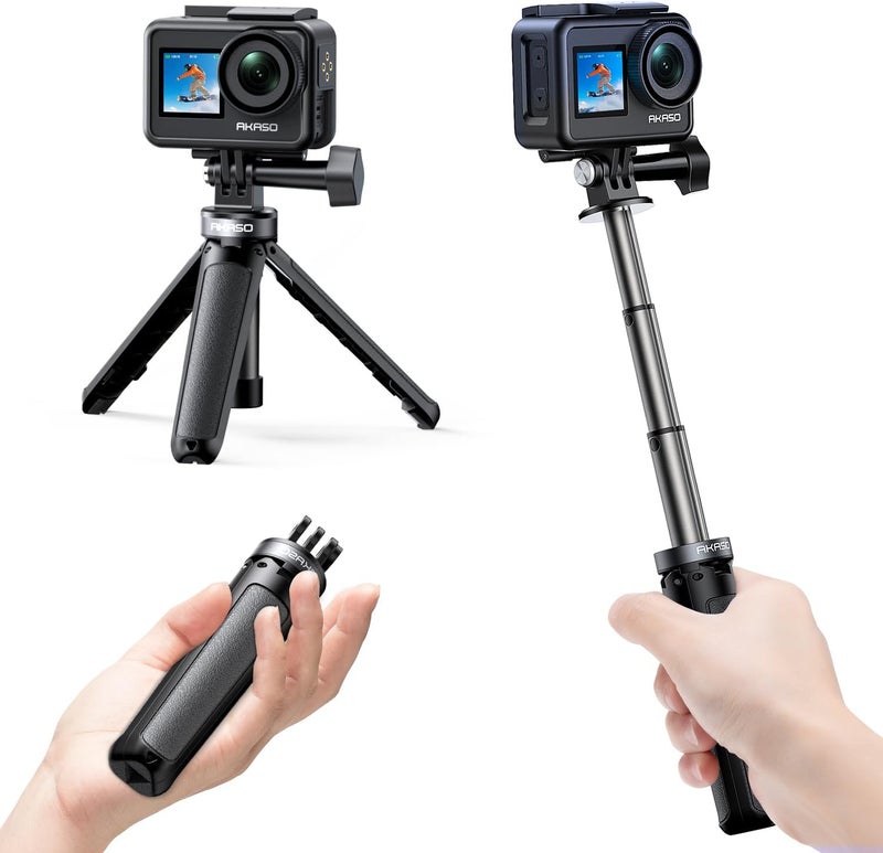 Akaso Mini Selfie Stick Tripod Lightweight Extension for Shooting Video Vlog Accessories Compatible with Action Camera EK7000/Brave 4/Brave 7 LE/Brave 7/GoPro Hero12/11/10/ 9/Max/DJI Osmo Action - Image 1